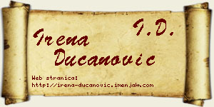 Irena Ducanović vizit kartica